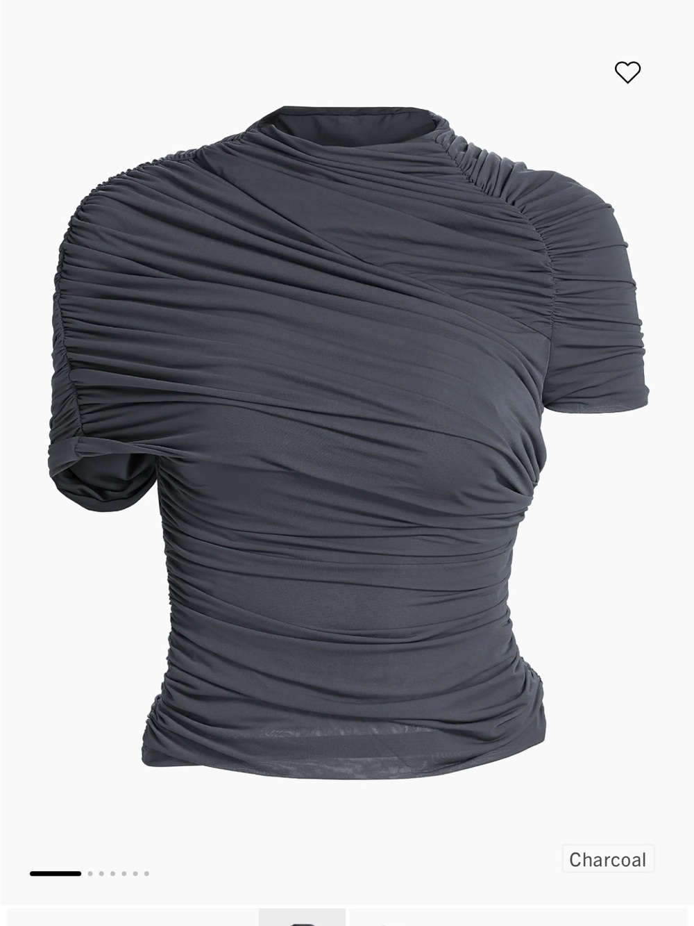 Ronny Kobo Collection Charcoal Ruched Short-Sleeve Top
